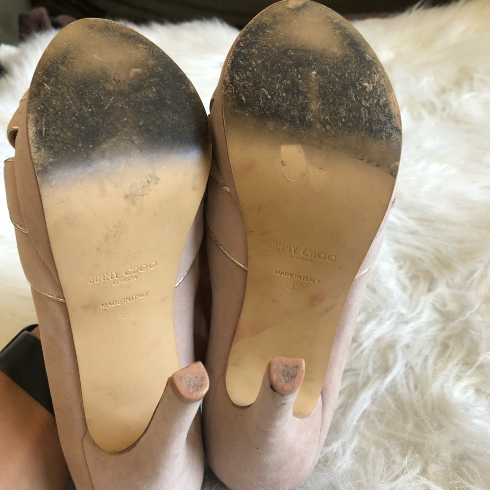 👠Women’s Jimmy Choo Kilda Gold Peep Platforms 👠 - Picture 4 of 5